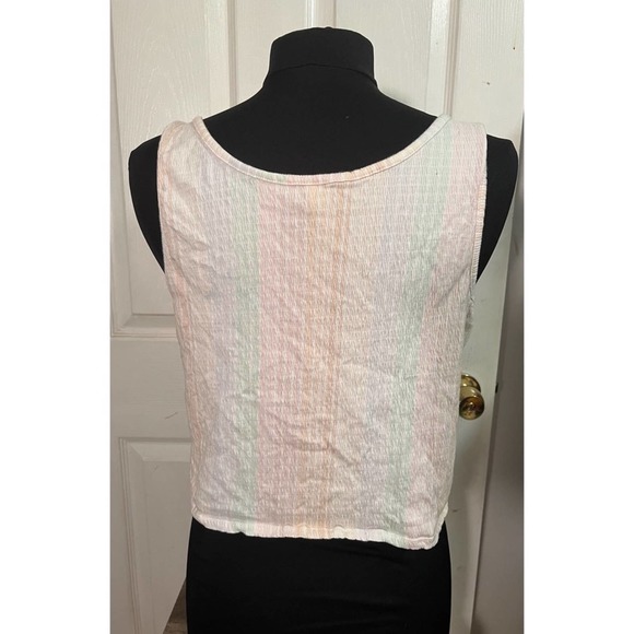 Mudd Pastel Stripe Gauze Button Front Cropped Tank Top XL - Picture 4 of 4